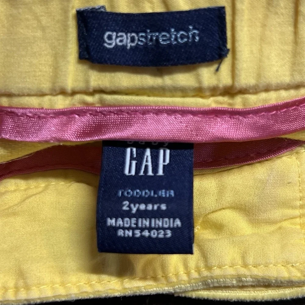 Vtg Gap Girls 2T Yellow Corduroy‎ Pants Button Flap Front Pockets Adjustable Y2K